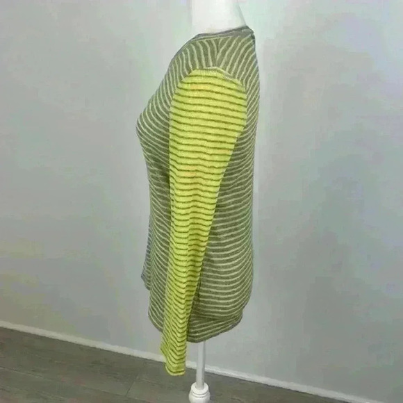 J. Crew Yellow & Grey Striped Ribbed Long Sleeve Top Size M - Picture 3 of 8